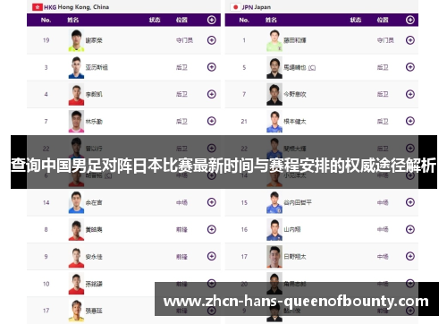 查询中国男足对阵日本比赛最新时间与赛程安排的权威途径解析